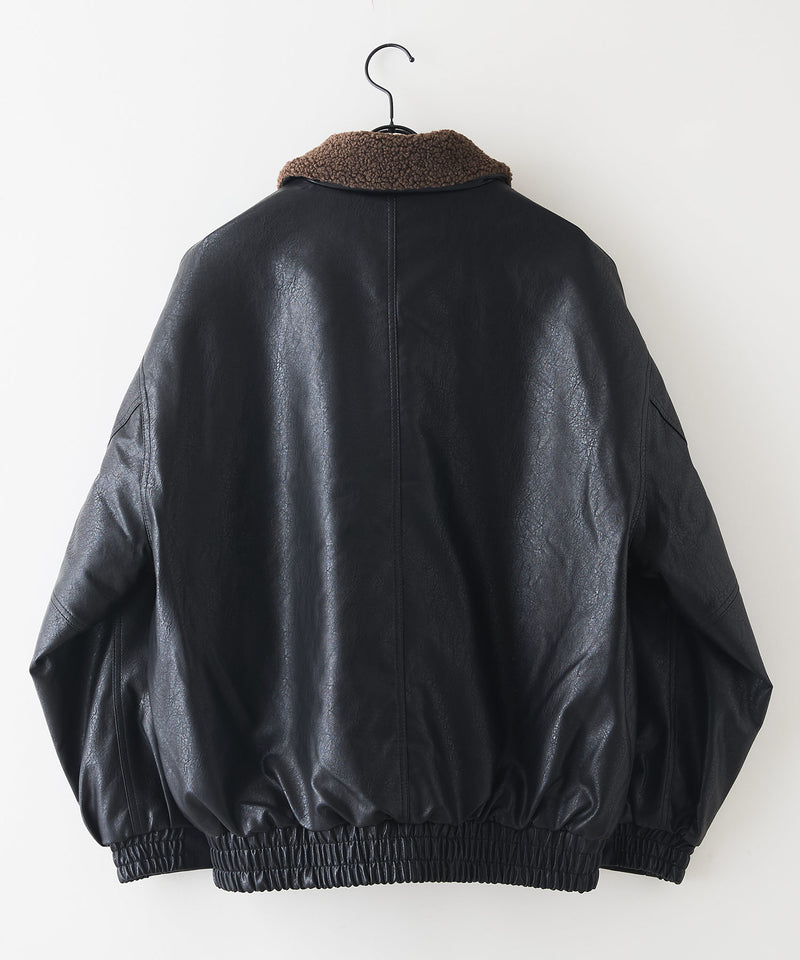 【SAVIER/サビアー】ボア衿G1PUレザーブルゾン