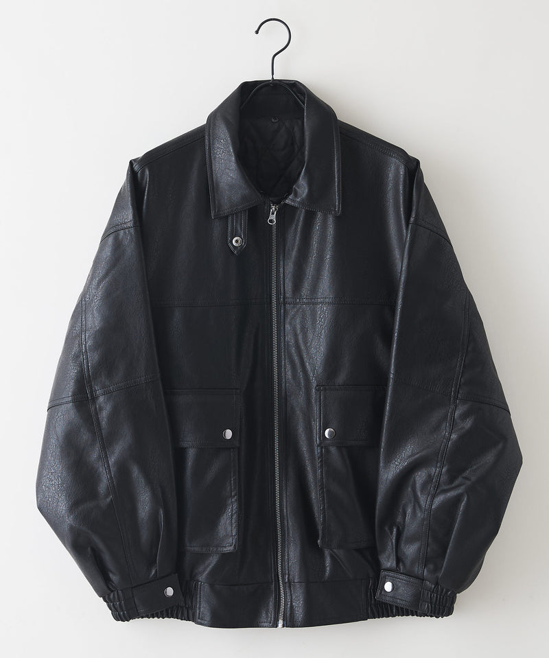 【SAVIER/サビアー】ボア衿G1PUレザーブルゾン