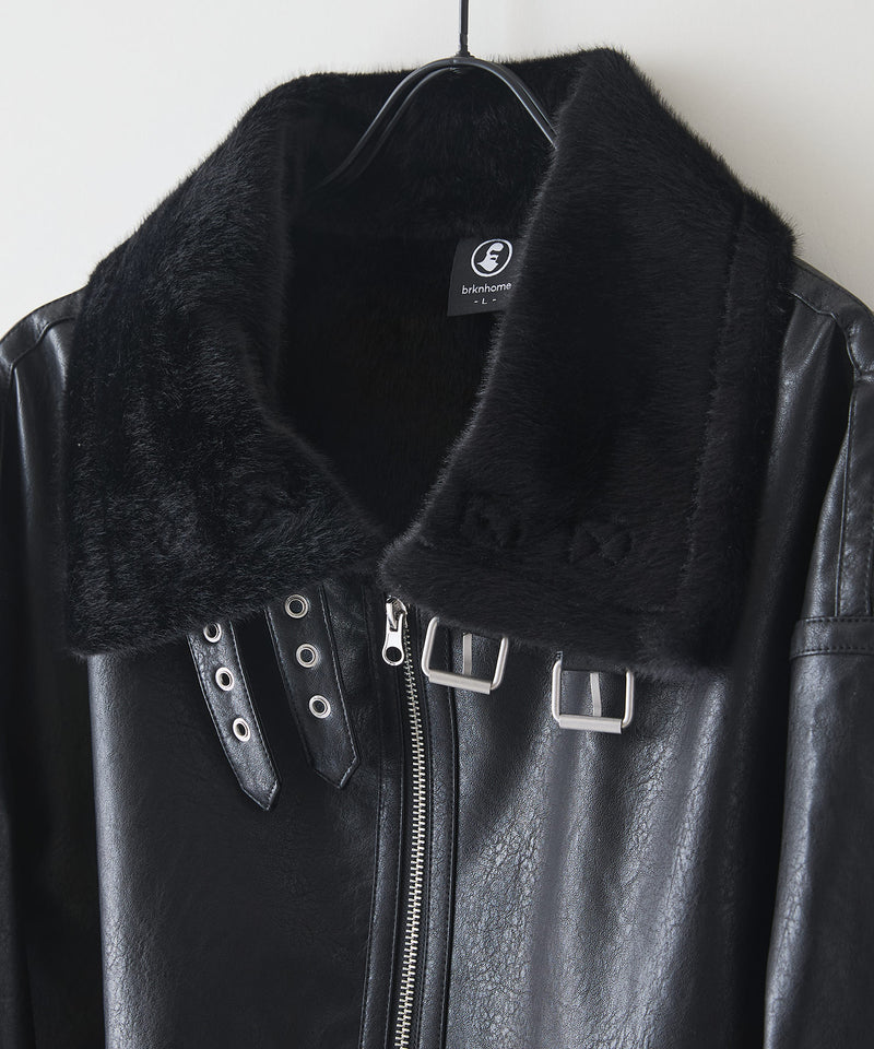 【BRKNHOME/ブロークンホーム】PUレザーB-3フライトジャケット