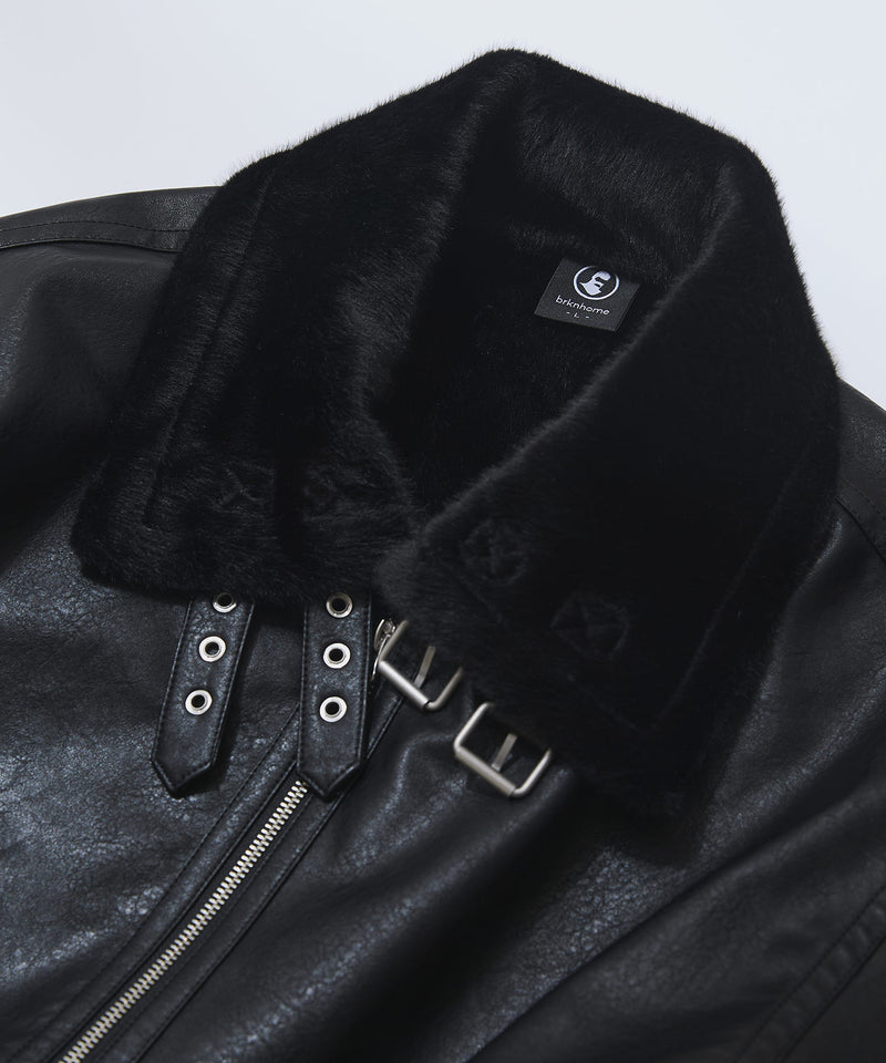 【BRKNHOME/ブロークンホーム】PUレザーB-3フライトジャケット