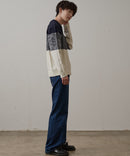 マシン ウォッシャブル  アンチ ピリング 軽量 アラン柄 クルーセーター イージーケア BLUE STANDARD ブルースタンダード