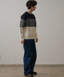 マシン ウォッシャブル  アンチ ピリング 軽量 アラン柄 クルーセーター イージーケア BLUE STANDARD ブルースタンダード