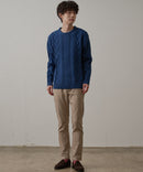 マシン ウォッシャブル  アンチ ピリング 軽量 アラン柄 クルーセーター イージーケア BLUE STANDARD ブルースタンダード