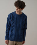マシン ウォッシャブル  アンチ ピリング 軽量 アラン柄 クルーセーター イージーケア BLUE STANDARD ブルースタンダード