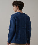 マシン ウォッシャブル  アンチ ピリング 軽量 アラン柄 クルーセーター イージーケア BLUE STANDARD ブルースタンダード