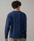 マシン ウォッシャブル  アンチ ピリング 軽量 アラン柄 クルーセーター イージーケア BLUE STANDARD ブルースタンダード