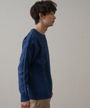 マシン ウォッシャブル  アンチ ピリング 軽量 アラン柄 クルーセーター イージーケア BLUE STANDARD ブルースタンダード