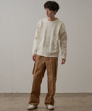 マシン ウォッシャブル  アンチ ピリング 軽量 アラン柄 クルーセーター イージーケア BLUE STANDARD ブルースタンダード