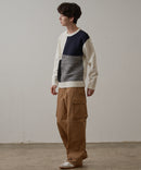 マシン ウォッシャブル アンチ ピリング 軽量 切り替え デザイン セーター イージーケア BLUE STANDARD ブルースタンダード