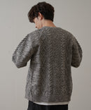 マシン ウォッシャブル アンチ ピリング  軽量 アラン柄 Vネック カーディガン イージーケア  BLUE STANDARD ブルースタンダード