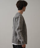 マシン ウォッシャブル アンチ ピリング  軽量 アラン柄 Vネック カーディガン イージーケア  BLUE STANDARD ブルースタンダード