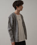 マシン ウォッシャブル アンチ ピリング  軽量 アラン柄 Vネック カーディガン イージーケア  BLUE STANDARD ブルースタンダード