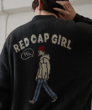 【UNIIT × RED CAP GIRL】 バック イラスト ジャガード ニット Vネック カーディガン
