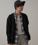 マシン ウォッシャブル アンチ ピリング  軽量 アラン柄 Vネック カーディガン イージーケア  BLUE STANDARD ブルースタンダード