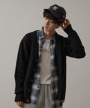 マシン ウォッシャブル アンチ ピリング  軽量 アラン柄 Vネック カーディガン イージーケア  BLUE STANDARD ブルースタンダード