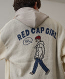 【UNIIT × RED CAP GIRL】 バック イラスト ジャガード ニット Vネック カーディガン