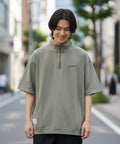 【BEN DAVIS/ベンデイビス】 パウダーブリーチ加工 ハーフジップポロシャツ