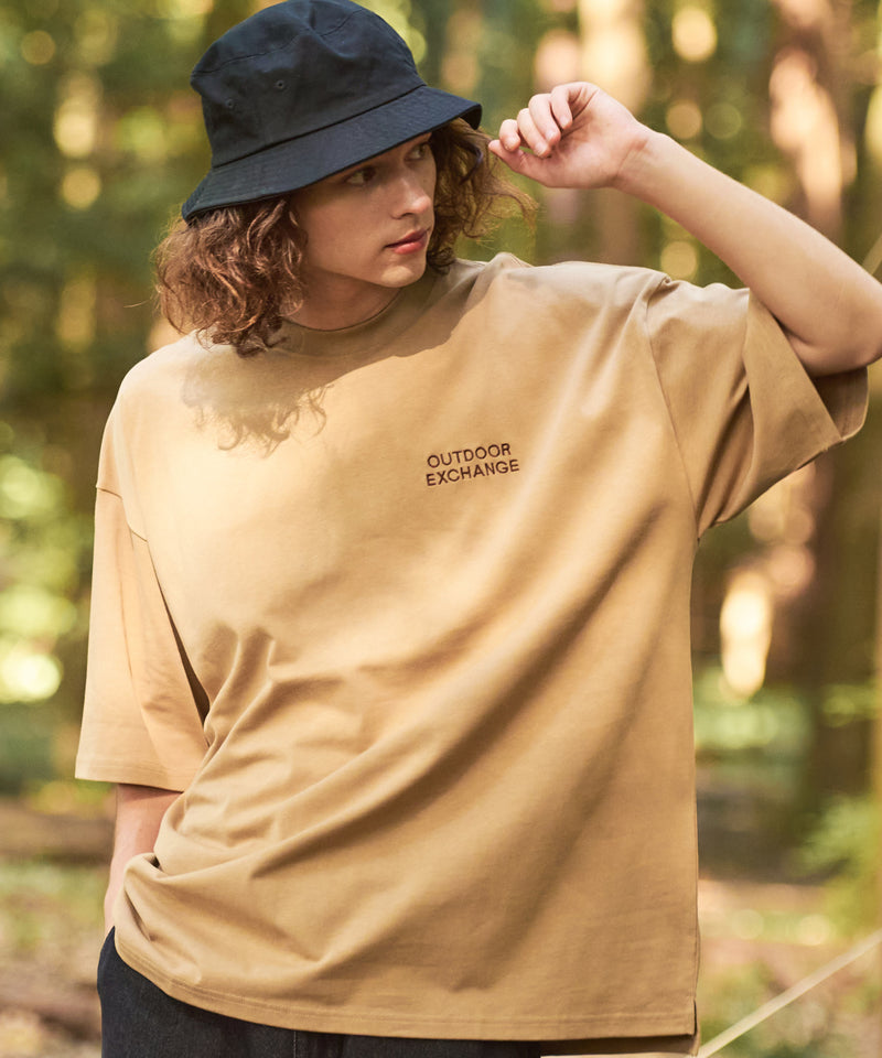 オーバーサイズ サイドスリット 前後差 Tシャツ ルーズフィット UVカット OUTDOOR EXCHANGE