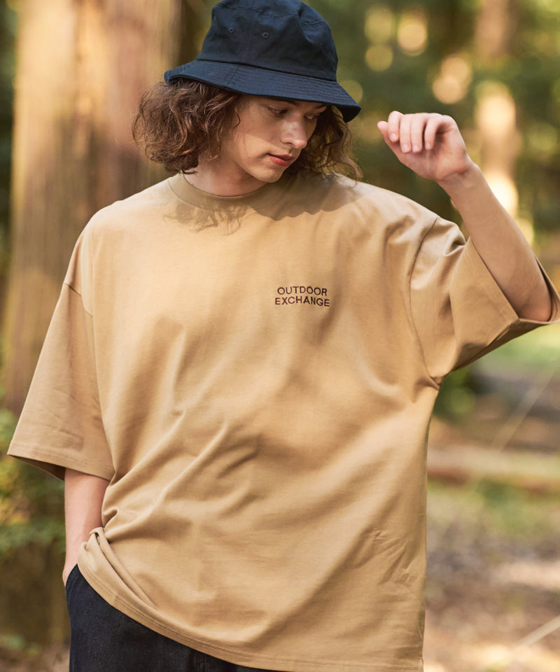 オーバーサイズ サイドスリット 前後差 Tシャツ ルーズフィット UVカット OUTDOOR EXCHANGE