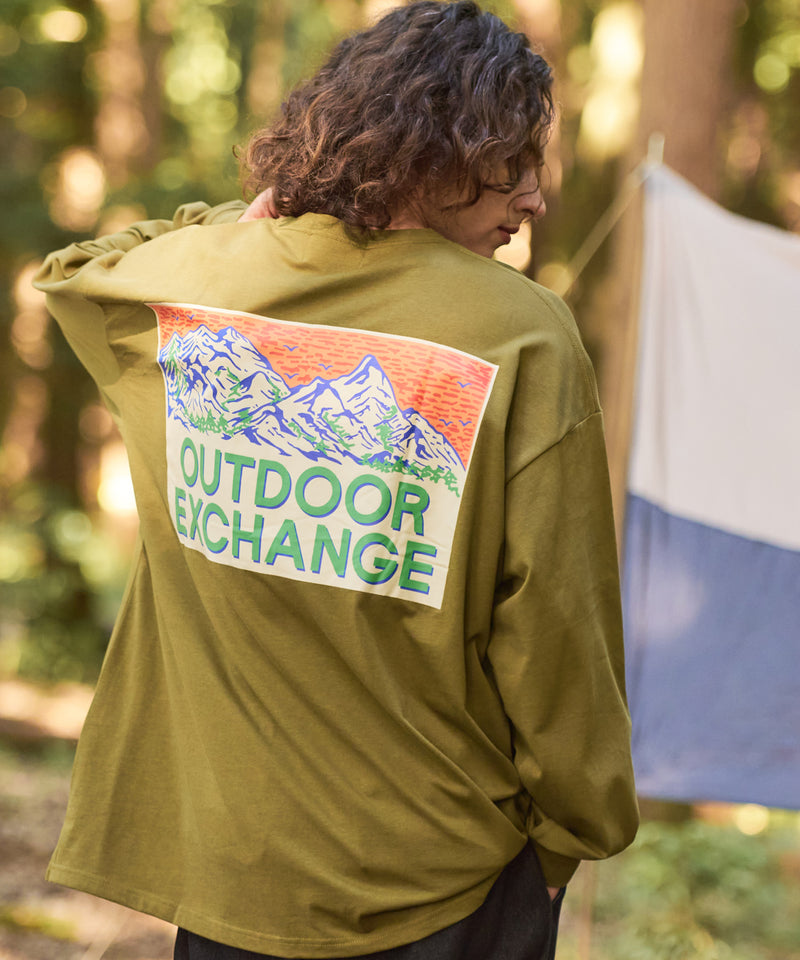 サンセットマウンテン バックロゴ ロンT OUTDOOR EXCHANGE アウトドアエクスチェンジ