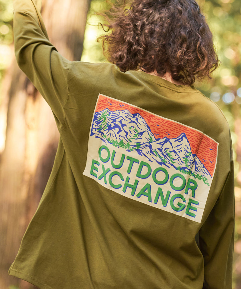 サンセットマウンテン バックロゴ ロンT OUTDOOR EXCHANGE アウトドアエクスチェンジ