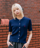 【U.S. POLO ASSN./ユーエスポロアッスン】【1枚で着れる 半袖カーディガン】ケーブル編み 半袖カーディガン ワンポイントロゴ刺繍 きれいめ オフィス 通勤 冷房対策 トラッド 韓国ファッション