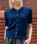 【U.S. POLO ASSN./ユーエスポロアッスン】【1枚で着れる 半袖カーディガン】ケーブル編み 半袖カーディガン ワンポイントロゴ刺繍 きれいめ オフィス 通勤 冷房対策 トラッド 韓国ファッション