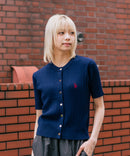 【U.S. POLO ASSN./ユーエスポロアッスン】【1枚で着れる 半袖カーディガン】ケーブル編み 半袖カーディガン ワンポイントロゴ刺繍 きれいめ オフィス 通勤 冷房対策 トラッド 韓国ファッション