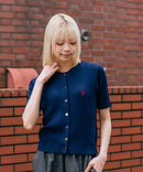 【U.S. POLO ASSN./ユーエスポロアッスン】【1枚で着れる 半袖カーディガン】ケーブル編み 半袖カーディガン ワンポイントロゴ刺繍 きれいめ オフィス 通勤 冷房対策 トラッド 韓国ファッション