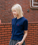【U.S. POLO ASSN./ユーエスポロアッスン】【1枚で着れる 半袖カーディガン】ケーブル編み 半袖カーディガン ワンポイントロゴ刺繍 きれいめ オフィス 通勤 冷房対策 トラッド 韓国ファッション