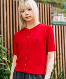【U.S. POLO ASSN./ユーエスポロアッスン】【1枚で着れる 半袖カーディガン】ケーブル編み 半袖カーディガン ワンポイントロゴ刺繍 きれいめ オフィス 通勤 冷房対策 トラッド 韓国ファッション