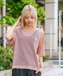 【U.S. POLO ASSN./ユーエスポロアッスン】【とろみ素材 蒸れにくくさらさら】透かし編みニットTシャツ 透け感 涼しい サマーニット 高見え 上品