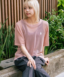 【U.S. POLO ASSN./ユーエスポロアッスン】【とろみ素材 蒸れにくくさらさら】透かし編みニットTシャツ 透け感 涼しい サマーニット 高見え 上品
