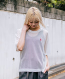 【U.S. POLO ASSN./ユーエスポロアッスン】【とろみ素材 蒸れにくくさらさら】透かし編みニットTシャツ 透け感 涼しい サマーニット 高見え 上品
