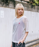【U.S. POLO ASSN./ユーエスポロアッスン】【とろみ素材 蒸れにくくさらさら】透かし編みニットTシャツ 透け感 涼しい サマーニット 高見え 上品