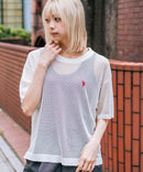【U.S. POLO ASSN./ユーエスポロアッスン】【とろみ素材 蒸れにくくさらさら】透かし編みニットTシャツ 透け感 涼しい サマーニット 高見え 上品