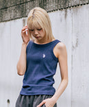 【U.S. POLO ASSN./ユーエスポロアッスン】【細見え シンプルブランドロゴ刺繍】ワンポイントリブタンクトップ 着痩せ 伸縮性 インナー 重ね着 春 夏