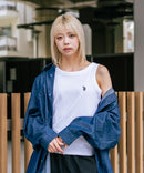 【U.S. POLO ASSN./ユーエスポロアッスン】【細見え シンプルブランドロゴ刺繍】ワンポイントリブタンクトップ 着痩せ 伸縮性 インナー 重ね着 春 夏