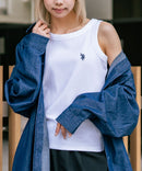【U.S. POLO ASSN./ユーエスポロアッスン】【細見え シンプルブランドロゴ刺繍】ワンポイントリブタンクトップ 着痩せ 伸縮性 インナー 重ね着 春 夏
