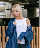 【U.S. POLO ASSN./ユーエスポロアッスン】【細見え シンプルブランドロゴ刺繍】ワンポイントリブタンクトップ 着痩せ 伸縮性 インナー 重ね着 春 夏