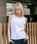 【U.S. POLO ASSN./ユーエスポロアッスン】【細見え シンプルブランドロゴ刺繍】ワンポイントリブタンクトップ 着痩せ 伸縮性 インナー 重ね着 春 夏
