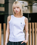【U.S. POLO ASSN./ユーエスポロアッスン】【細見え シンプルブランドロゴ刺繍】ワンポイントリブタンクトップ 着痩せ 伸縮性 インナー 重ね着 春 夏