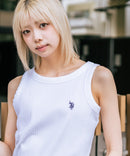 【U.S. POLO ASSN./ユーエスポロアッスン】【細見え シンプルブランドロゴ刺繍】ワンポイントリブタンクトップ 着痩せ 伸縮性 インナー 重ね着 春 夏