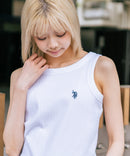 【U.S. POLO ASSN./ユーエスポロアッスン】【細見え シンプルブランドロゴ刺繍】ワンポイントリブタンクトップ 着痩せ 伸縮性 インナー 重ね着 春 夏