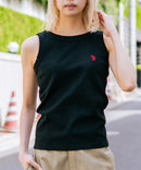 【U.S. POLO ASSN./ユーエスポロアッスン】【細見え シンプルブランドロゴ刺繍】ワンポイントリブタンクトップ 着痩せ 伸縮性 インナー 重ね着 春 夏