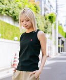 【U.S. POLO ASSN./ユーエスポロアッスン】【細見え シンプルブランドロゴ刺繍】ワンポイントリブタンクトップ 着痩せ 伸縮性 インナー 重ね着 春 夏