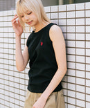 【U.S. POLO ASSN./ユーエスポロアッスン】【細見え シンプルブランドロゴ刺繍】ワンポイントリブタンクトップ 着痩せ 伸縮性 インナー 重ね着 春 夏