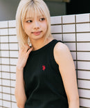 【U.S. POLO ASSN./ユーエスポロアッスン】【細見え シンプルブランドロゴ刺繍】ワンポイントリブタンクトップ 着痩せ 伸縮性 インナー 重ね着 春 夏