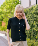 【U.S. POLO ASSN./ユーエスポロアッスン】【1枚で着れる 半袖カーディガン】ケーブル編み 半袖カーディガン ワンポイントロゴ刺繍 きれいめ オフィス 通勤 冷房対策 トラッド 韓国ファッション