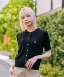 【U.S. POLO ASSN./ユーエスポロアッスン】【1枚で着れる 半袖カーディガン】ケーブル編み 半袖カーディガン ワンポイントロゴ刺繍 きれいめ オフィス 通勤 冷房対策 トラッド 韓国ファッション